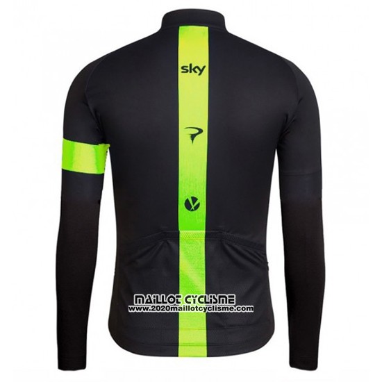 2016 Maillot Ciclismo Sky Vert et Noir Manches Longues et Cuissard